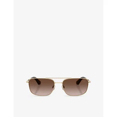Burberry Womens Gold Be3170 Rectangular-frame Metal Sunglasses