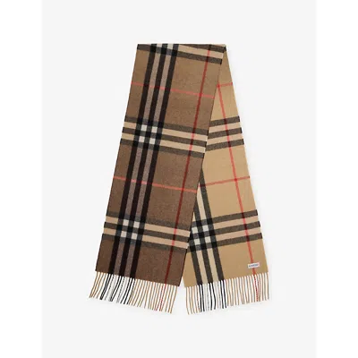 Burberry Womens Gradient Check Cashmere Scarf Archive Beige In Brown