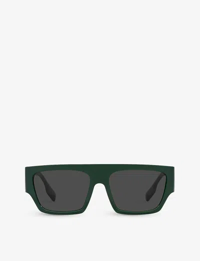 Burberry Womens Green Be4397u Micah Tinted-lens Square-frame Acetate Sunglasses