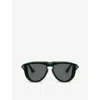 Burberry Womens Green Be4427 Pilot-frame Acetate Sunglasses In Green