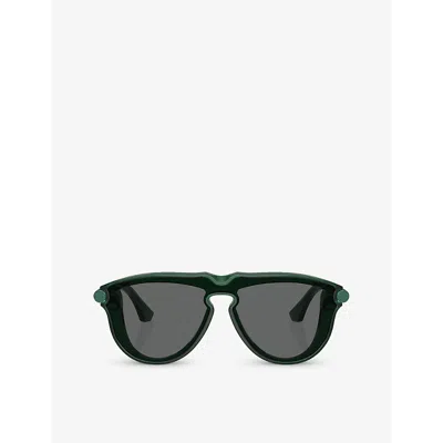 Burberry Womens Green Be4427 Pilot-frame Acetate Sunglasses