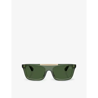 Burberry Womens  Be4451u Rectangular-frame Acetate Sunglasses In Green