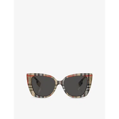 BURBERRY WOMENS BURBERRY BE4393 MERYL CAT-EYE CHECKED ACETATE SUNGLASSES