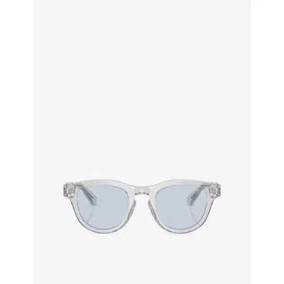 Burberry Be4477 Round-frame Acetate Sunglasses In Gray