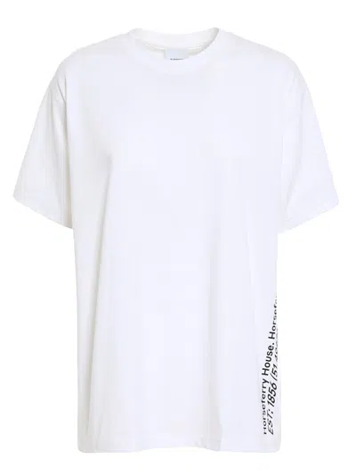 Pre-owned Burberry Womens Horseferry Print Cotton Oversized T-shirt In White/black