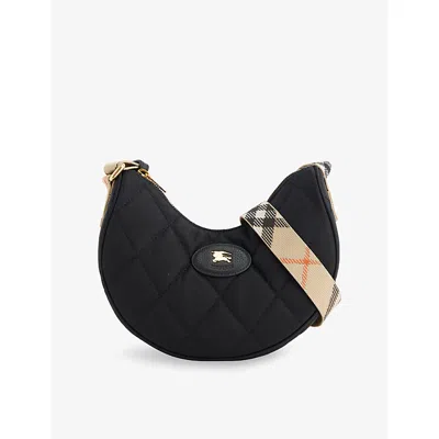 Burberry Womens Black Horseshoe Woven Cross-body Bag