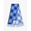 Burberry Womens Knight Rectangular-shape Check-pattern Cashmere Scarf In Knight