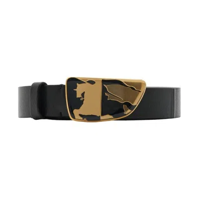 Burberry Womens Leather Shield Ekd Belt In Black