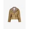 Burberry Womens Lichen Beige Carlton Shawl-lapel Cotton Jacket In Brown