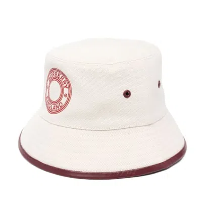 Pre-owned Burberry Womens Logo Print Bucket Hat In Natural