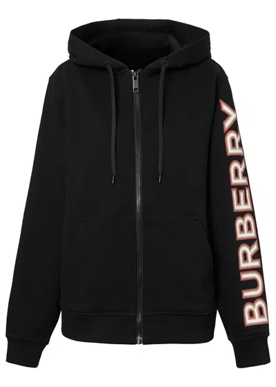 Pre-owned Burberry Womens Logo Print Zipup Hoodiein Black