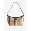 Burberry Womens Sand Mini Highlands Waxed-cotton Baguette Shoulder Bag