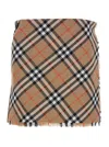 Burberry Classic Plaid Mini Kilt With Fringed Hem And Stylish Belt In Beige