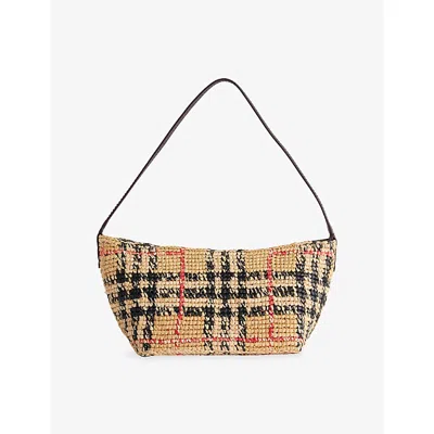 Burberry Womens Mini Margate Raffia Shoulder Bag Sand In Brown