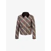 Burberry Womens Moss Brownink Grey Check-print Quilted Cotton Jacket In Brown