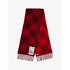 Burberry Womens Oxblood Red Check Cashmere Scarf In Burgundy