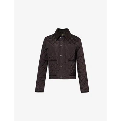 Burberry Womens  Padded Corduroy-trims Relaxed-fit Shell Jacket In Peat/ Brush Ip Check