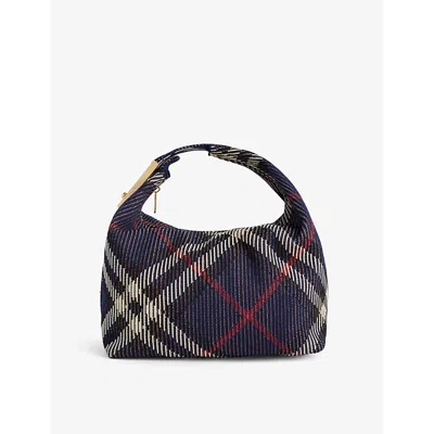 BURBERRY WOMENS MARINE PEG MEDIUM KNITTED TOP-HANDLE BAG