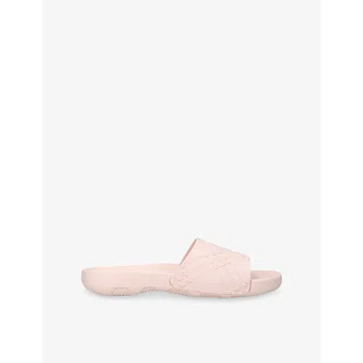 Burberry Dive Embossed Check Pool Slide Sandal In Gloss