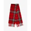 Burberry Womens Post Red Check-pattern Wool-blend Scarf