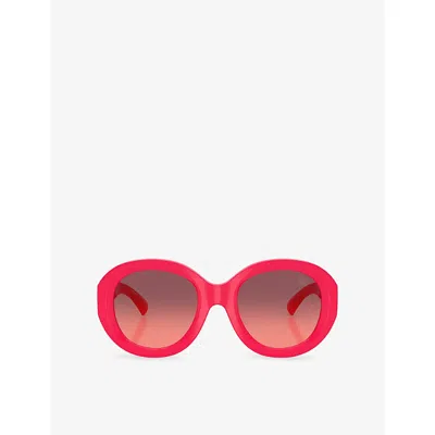 Burberry Womens Purple Be4497u Round-frame Acetate Sunglasses In Pink