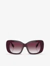 Burberry Womens Red Be4410 Square-frame Acetate Sunglasses In Red