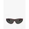 Burberry Womens Red Be4425u Cat-eye Acetate Sunglasses In Red