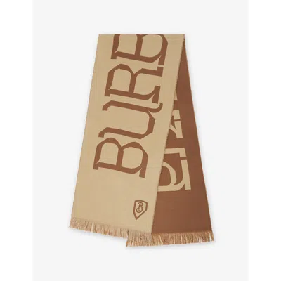 Burberry Womens  Burb Mu Heraldry Logo Scarf In Sand