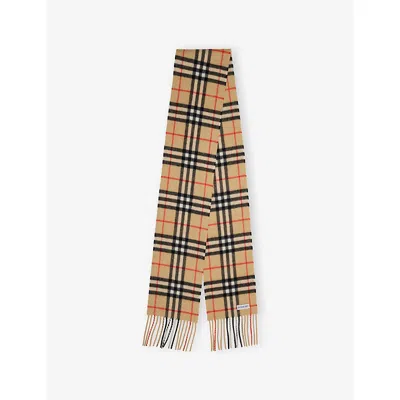 Burberry Womens Sand Check Cashmere Scarf