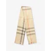 Burberry Womens Sand Check Metallic Wool-silk Scarf In Sand
