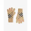 Burberry Womens Check-print Cashmere-blend Gloves Sand In Sand