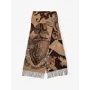 Burberry Womens Sand Etched Knight Cashmere Scarf In Brown