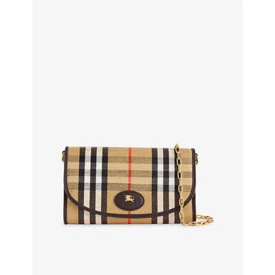 Burberry Womens Sand Highlands Chain Strap Cotton-canvas Wallet​