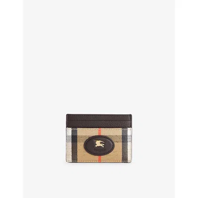 Burberry Womens Sand Highlands Coated-canvas Card Case