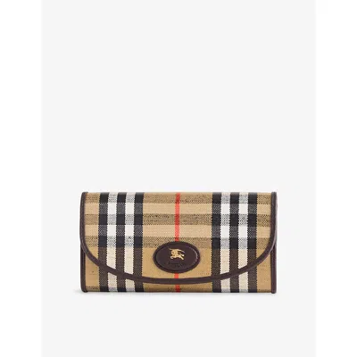 Burberry Womens Sand Highlands Continental Cotton-blend Wallet