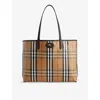 Burberry Womens Highlands Medium Cotton-blend Tote Bag Sand