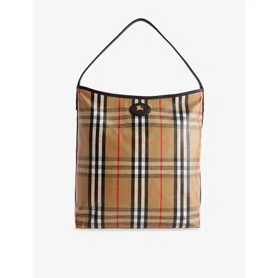 Burberry Womens Sand Highlands Waxed-cotton Blend Shoulder Bag