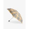 Burberry Womens Check-print Folding Shell Umbrella Sand Ip Check In Sand Ip Check
