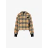 Burberry Womens Sand Ip Check Fiona Hooded Wool-blend Jacket In Multi