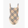 Burberry Scoop Neckline Sleeveless Checkered Beach Bodysuit In Multi
