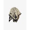 Burberry Womens Stormy Knight Fringed Wool Cape Sand In Multi