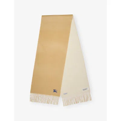 Burberry Womens Sand/neutral Reversible Logo-embroidered Cashmere Scarf