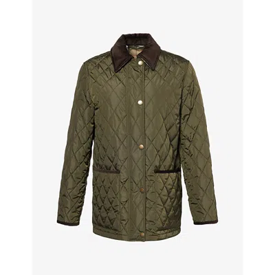 Burberry Womens Shale Brush Ip Check Quilted Corduroy-trims Woven Jacket Xl
