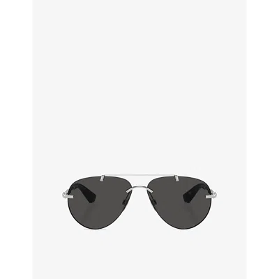 Burberry Dark Grey Pilot Ladies Sunglasses Be3151 110987 60 In Metallic