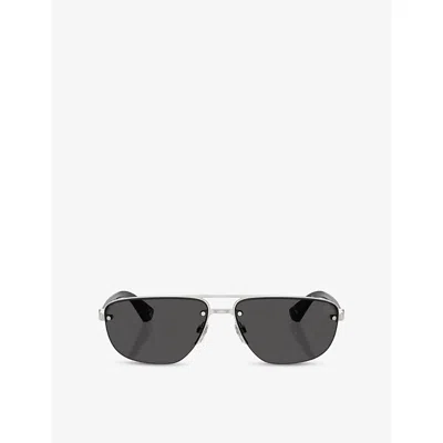 Burberry Womens Silver Be3164 Rectangular-frame Metal And Acetate Sunglasses In Gray