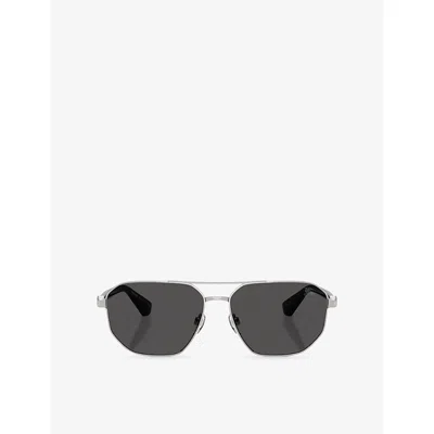 Burberry Womens Silver Be3166 Aviator-frame Metal Sunglasses In Purple