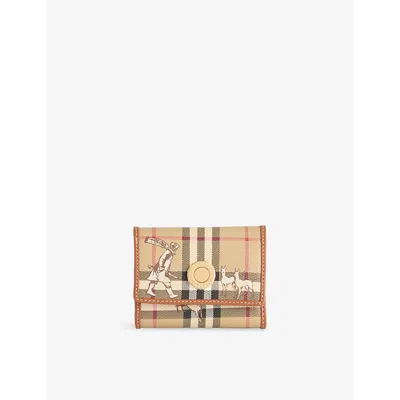 Burberry Womens Small Check Mates Cotton-blend Wallet Archive Beige