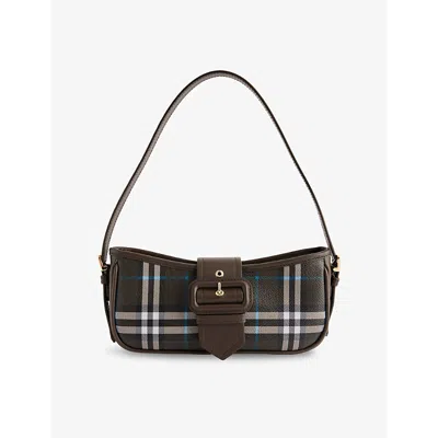 Burberry Womens Check Sling Canvas Shoulder Bag Snug Ip Check