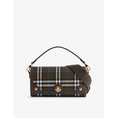 Burberry Womens Note Small Coated-canvas Cross-body Bag Snug Ip Check In Green