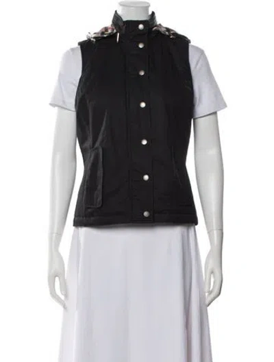 Pre-owned Burberry Womens' Solid Hooded Vest In Black